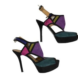 Nine West multi color block stiletto heels